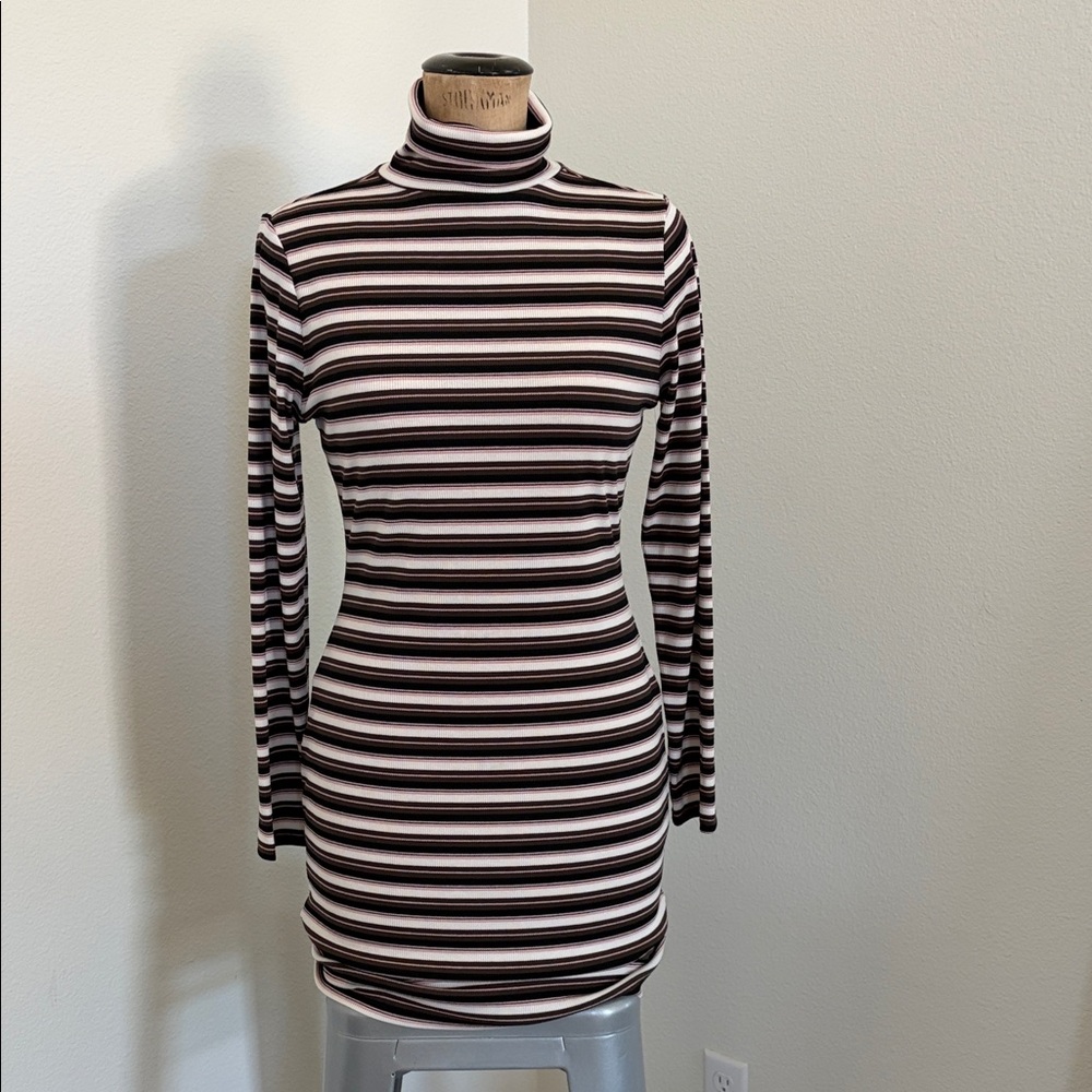 Striped Mini Turtleneck Dress